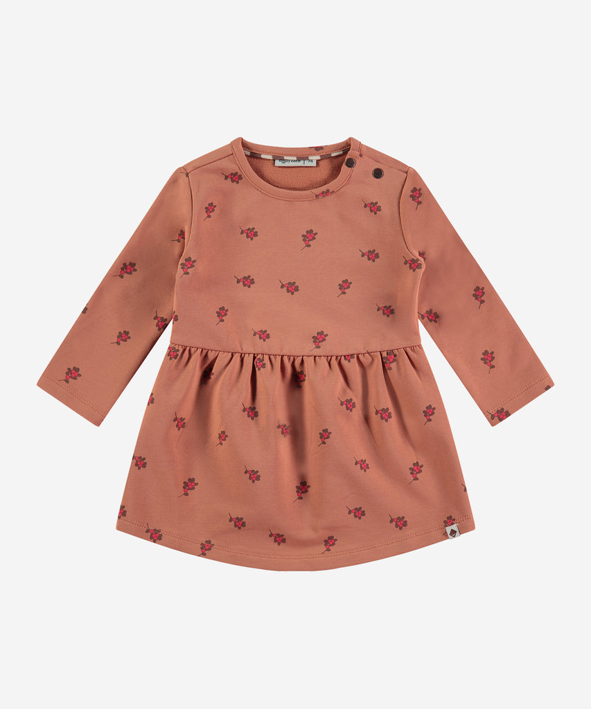 Details:&nbsp; This fashionable baby sweatdress is made with an all over Berries print, a round neckline and push buttons on the side for easy opening. Perfect for any little one, this Dress provides both comfort and style.&nbsp;
Color: Cinnamon&nbsp;
Composition:&nbsp; 95% BCI cotton/5% elasthan &nbsp;
