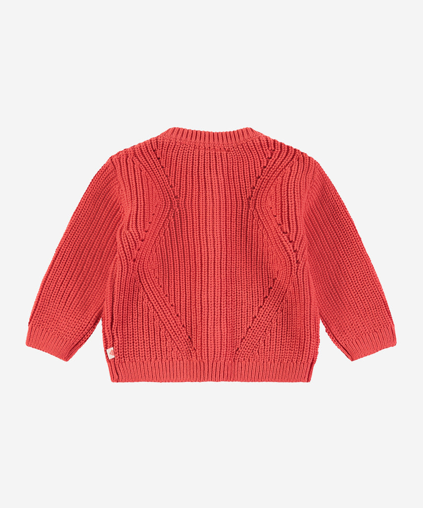 Details: &nbsp;This red Baby Rib Knit Cardigan is expertly crafted with a ribbed knit design and features a classic round neckline. The button closure ensures a secure fit. Your little one will stay warm and stylish in this cozy cardigan.&nbsp;
Color: Red&nbsp;
Composition:&nbsp; 100% cotton. &nbsp;