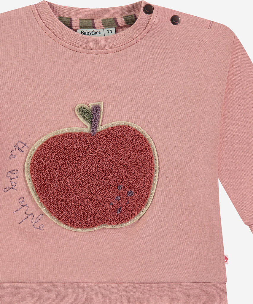 Details:&nbsp; This fashionable baby sweatshirt is made with a Big Apple print on the front, a round neckline, ribbed arm cuffs and waistband, and push buttons on the side for easy opening. Perfect for any little one, this sweatshirt provides both comfort and style.&nbsp;
Color: Powder&nbsp;
Composition:&nbsp; 95% BCI cotton/5% elasthan &nbsp;