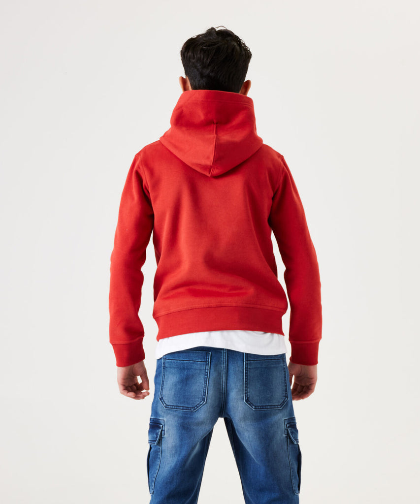 Details:&nbsp; This hooded sweater features a unique carmine red design, making it a statement piece for your wardrobe. The ribbed arm cuffs and waistband provide a comfortable fit, perfect for everyday wear. Stay stylish and cozy with the Hoodie Legends in carmine red.&nbsp;&nbsp;
Color: Carmine red&nbsp;
Composition:&nbsp; 80% Cotton, 20% Polyster &nbsp;