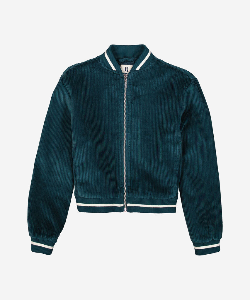 Details:&nbsp;Expertly crafted in royal petrol, this corduroy bomber cardigan jacket boasts a zip closure and practical pockets. Its timeless design seamlessly blends style and functionality, making it a must-have addition to any wardrobe. Stay warm and fashionable while staying on trend with this versatile piece.&nbsp;
Color: Petrol&nbsp;
Composition:&nbsp; 100% Cotton &nbsp;&nbsp;