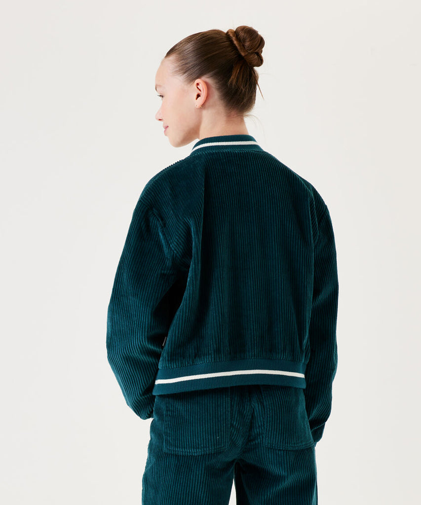 Details:&nbsp;Expertly crafted in royal petrol, this corduroy bomber cardigan jacket boasts a zip closure and practical pockets. Its timeless design seamlessly blends style and functionality, making it a must-have addition to any wardrobe. Stay warm and fashionable while staying on trend with this versatile piece.&nbsp;
Color: Petrol&nbsp;
Composition:&nbsp; 100% Cotton &nbsp;&nbsp;