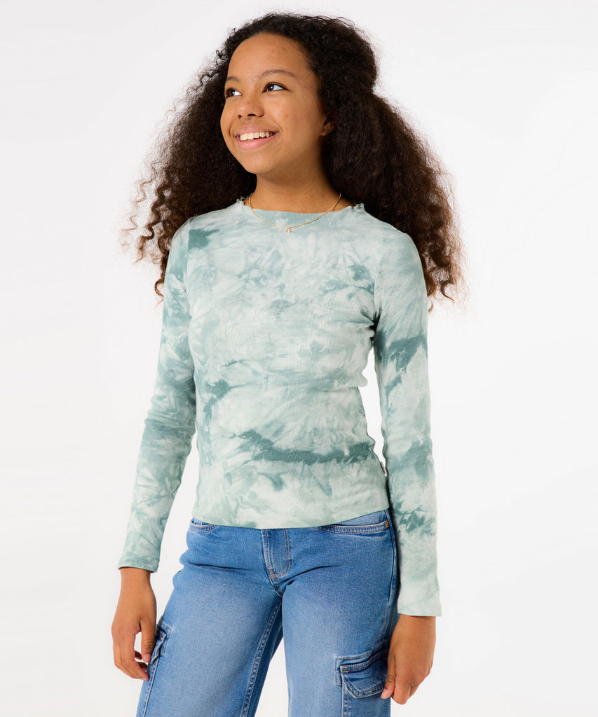 Details: &nbsp;This long sleeve rib t-shirt features a round neckline and a unique tie dye design in misty fields green. Made with comfort and style in mind, it's perfect for everyday wear. Elevate your wardrobe with this trendy and versatile piece.
Color: Misty fields green&nbsp;
Composition:&nbsp; 95% Cotton, 5% Elasthan &nbsp;