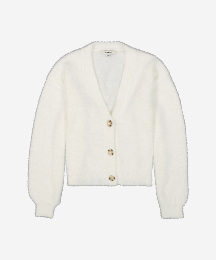 Details:&nbsp;Indulge in cozy comfort with our Soft Fluffy Knit Cardigan in Off White. Made from a luxurious fluffy knit material, this cardigan envelops you in warmth and softness. The button closure adds a touch of elegance, making it the perfect addition to any outfit.&nbsp;
Color: Off white&nbsp;&nbsp;
Composition:&nbsp; 54% Polyamide, 30% Viscose, 16% Polyester &nbsp;&nbsp;