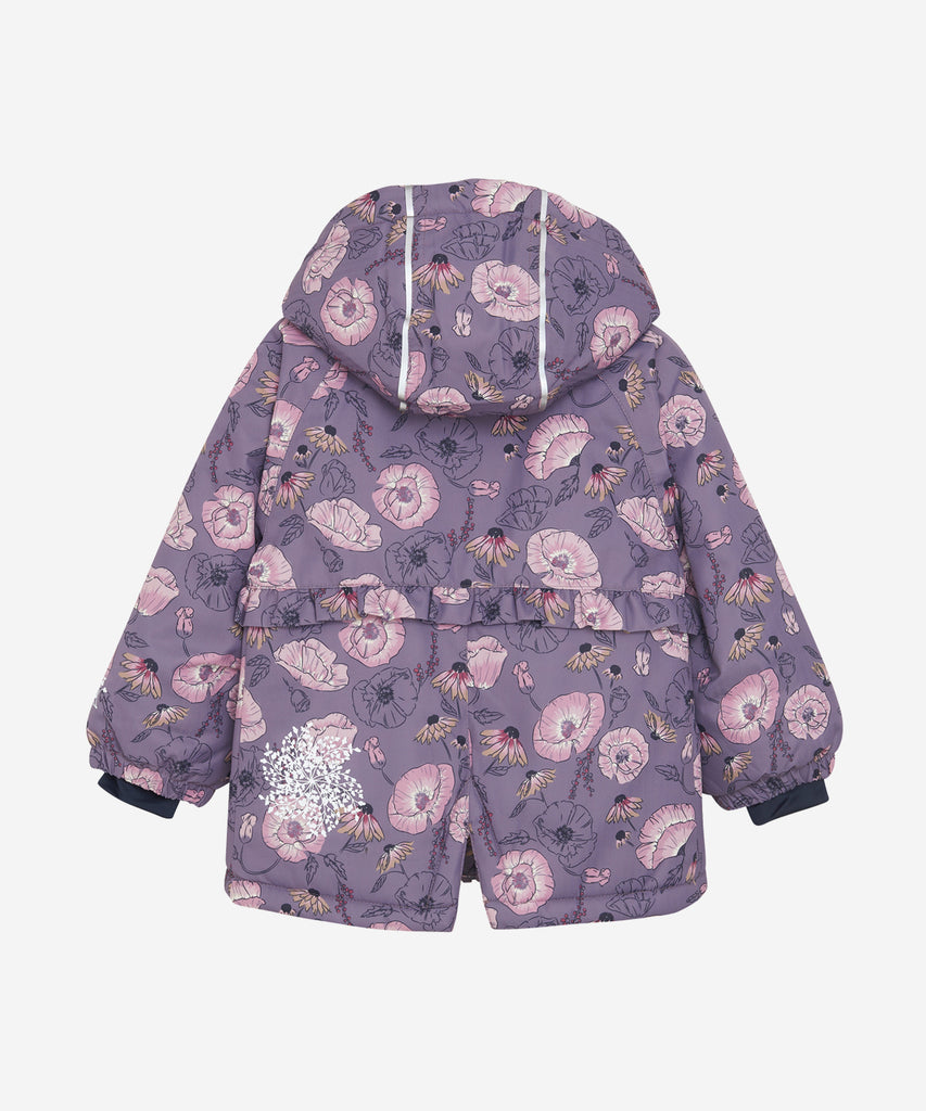 Details: Stay stylish and safe with our Winter Snow Jacket AOP Orchid Haze. This Gilrs jacket features a hood and an all over print. With added reflectors for visibility, your little one can explore fearlessly while staying visible. Expertly crafted for comfort and durability.Lining, zip closure and pockets.&nbsp; Color: Orchid haze&nbsp; Composition: Rec.Herr.bone 10000mm/8000g/m2 100% Polyester &nbsp;