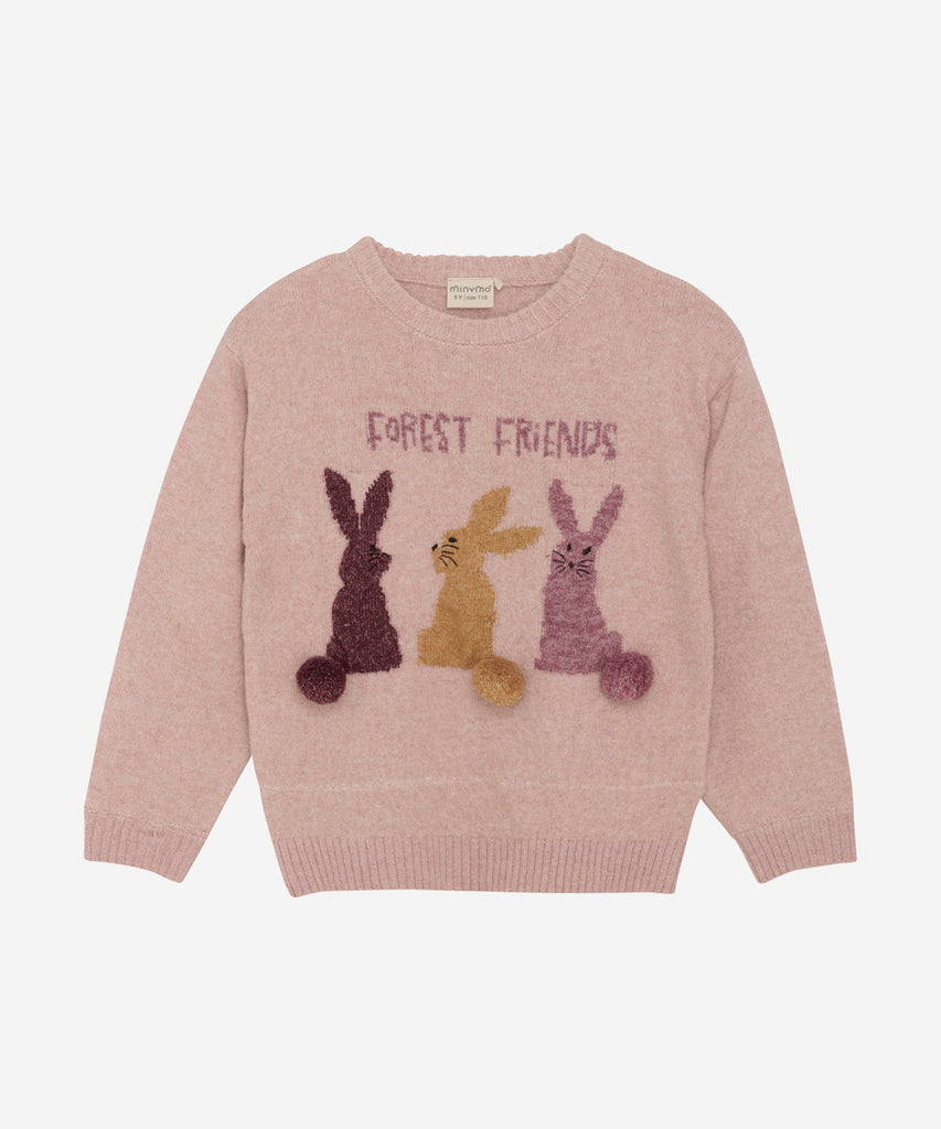 Details: &nbsp;This knitted pullover in pale mauve melee features a round neckline and a charming "forest friends" design on the front. Made from high-quality materials, this cozy sweater is perfect for adding a touch of whimsy to any outfit while keeping you warm on chilly days.&nbsp;
Color: Pale mauve melee&nbsp;
Composition:&nbsp; 58% Polyester/ 26% Acryl/ 14% Nylon/ 2% Elast &nbsp;