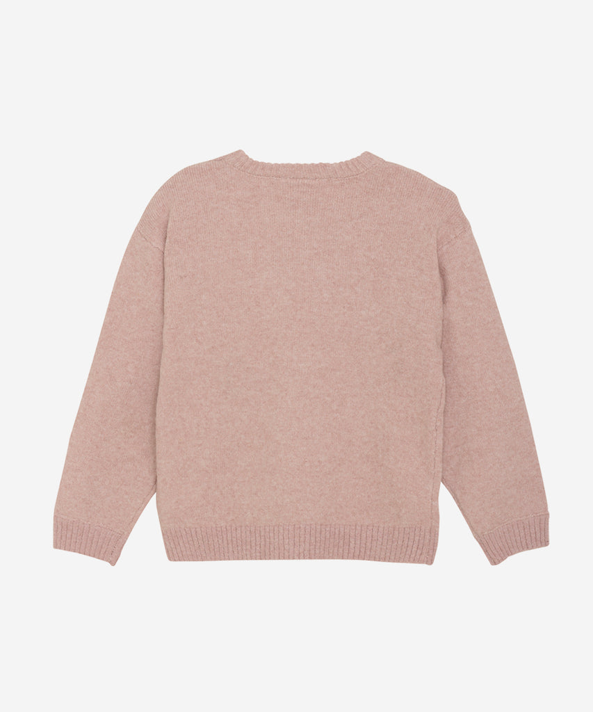 Details: &nbsp;This knitted pullover in pale mauve melee features a round neckline and a charming "forest friends" design on the front. Made from high-quality materials, this cozy sweater is perfect for adding a touch of whimsy to any outfit while keeping you warm on chilly days.&nbsp;
Color: Pale mauve melee&nbsp;
Composition:&nbsp; 58% Polyester/ 26% Acryl/ 14% Nylon/ 2% Elast &nbsp;