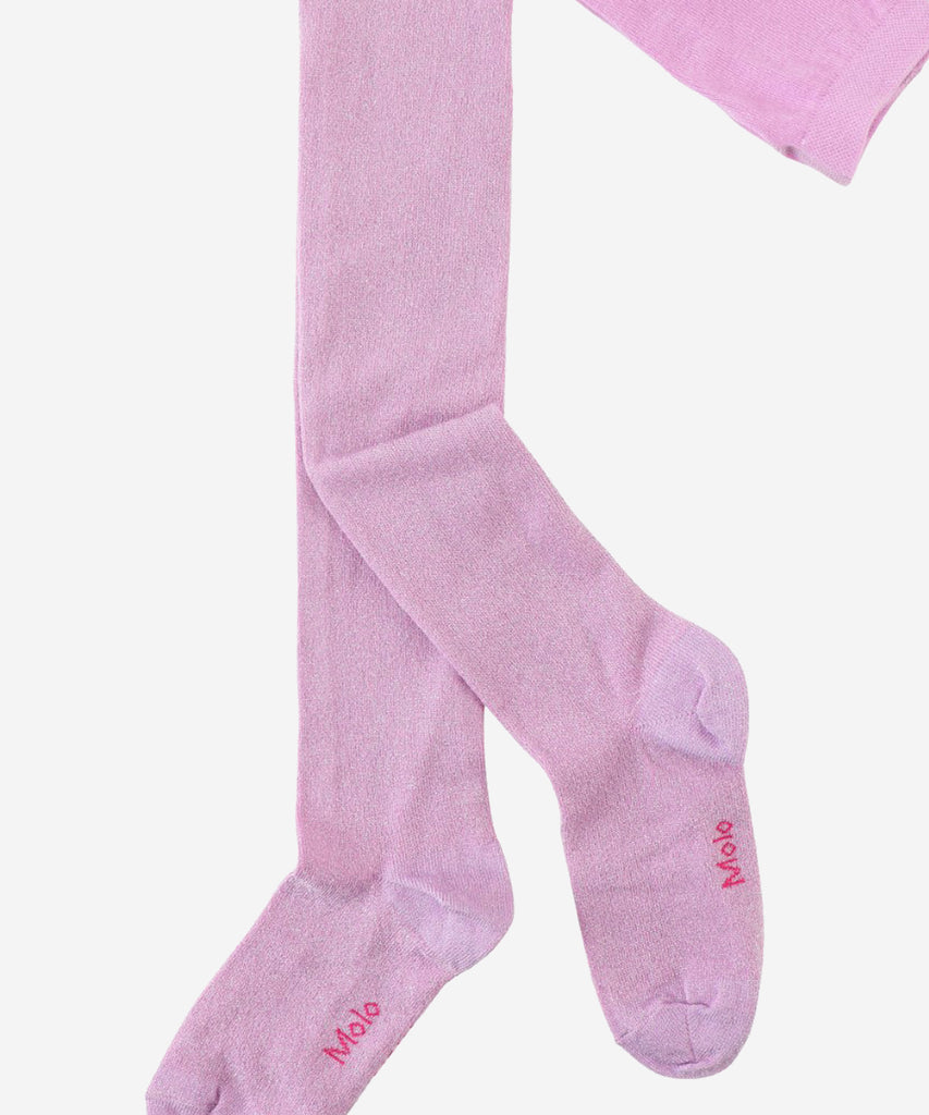 Details:&nbsp; Sparkle and shine in our Glitter Tights Pink Lavender! Stretchy and comfy, these tights provide all-day shimmer and pizzazz without the itch. Get your glam on and make a statement without saying a word! Elastic waist for a comfortable fit. &nbsp;&nbsp; Color: Pink lavender&nbsp; Composition:&nbsp; 60% Cotton/ 20% Metallic yarn/ 17% Polyamide/ 3% EA &nbsp;