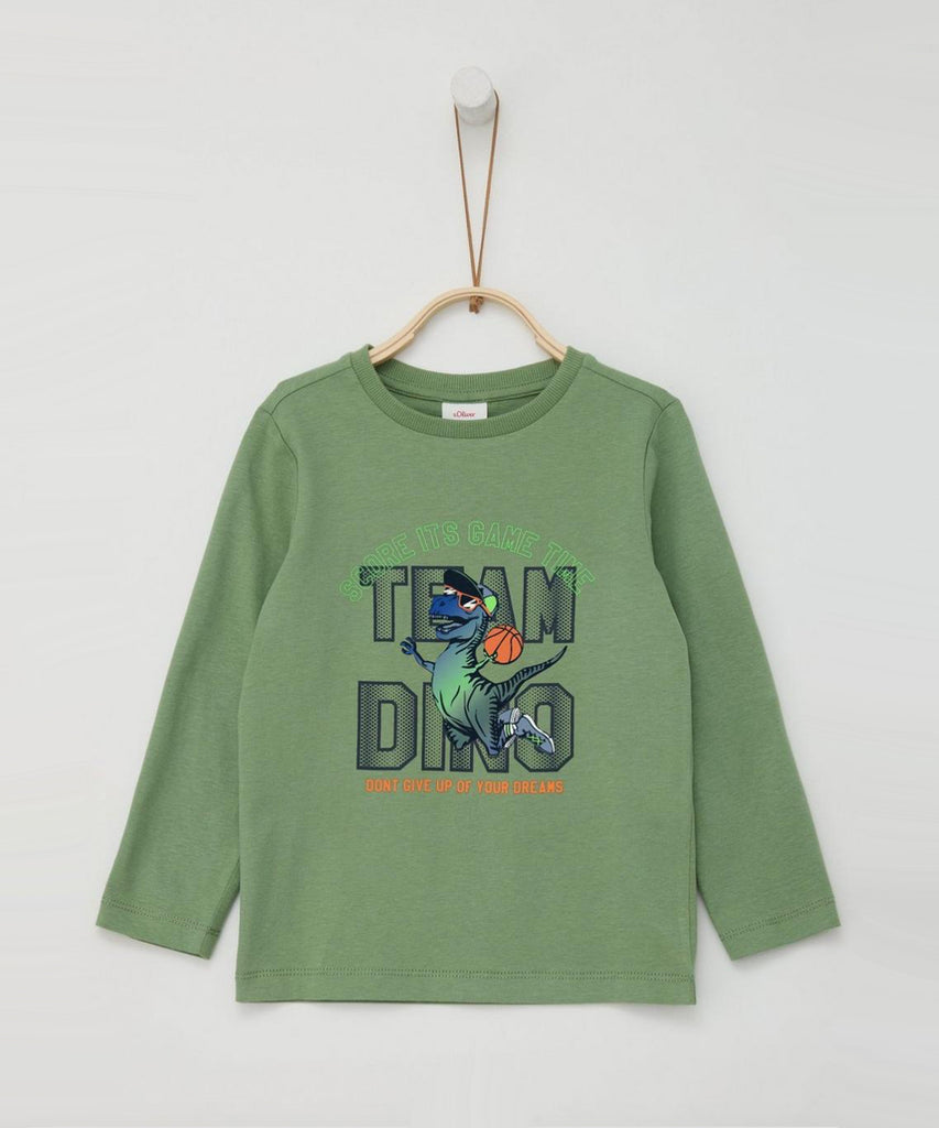 Details: &nbsp;Introducing the LS T-Shirt Team Dino in green pistachio. This long-sleeve t-shirt features a classic round neckline and a dino print on the front. Perfect for those who appreciate style and comfort. Made from high-quality materials for long-lasting wear.&nbsp;
Color: Pistachio&nbsp;
Composition: 100%CO&nbsp;