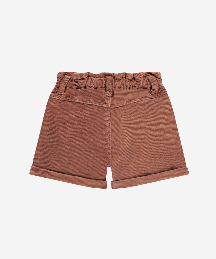 Details:&nbsp;Professional and expertly crafted, these paperbag corduroy shorts in canyon are a must-have addition to your wardrobe. With convenient belt loops and zip and button closure, these shorts offer both style and functionality. Complete with pockets, these shorts are the perfect combination of fashion and practicality.&nbsp;
Color: Canyon&nbsp;
Composition: 95% cotton/5% elasthan&nbsp;