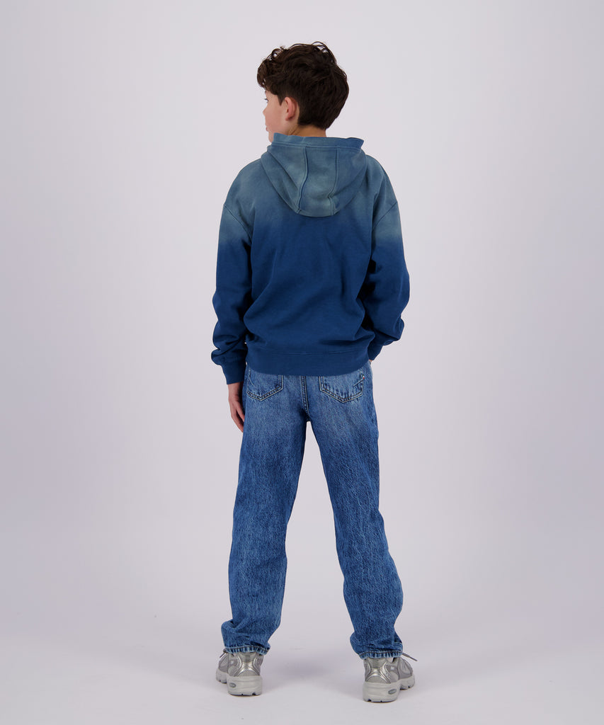 Details: &nbsp;Stay comfortable and stylish with the Nyx Hoodie Gradient Jeans Blue. This hooded sweater features a unique gradient design and a convenient kangaroo pouch. The ribbed arm cuffs and waistband provide a snug fit. Perfect for any casual occasion.&nbsp; Color: &nbsp;Jeans blue&nbsp; Composition: 80% Cotton / 20% Polyester &nbsp;