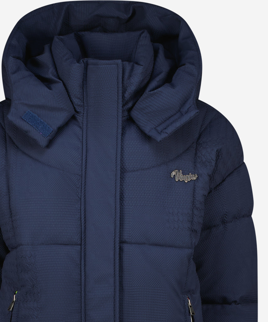 Details:&nbsp; Stay warm and stylish this winter with our Tanishe Quilted Winter Outdoor Jacket in Dark Blue. Crafted with a hood and quilted design, this jacket also features a water repellent finish, zip closure, and pockets. Keep the cold out while looking your best.&nbsp; Color: Dark blue&nbsp; Composition:&nbsp; 100% Polyester &nbsp;