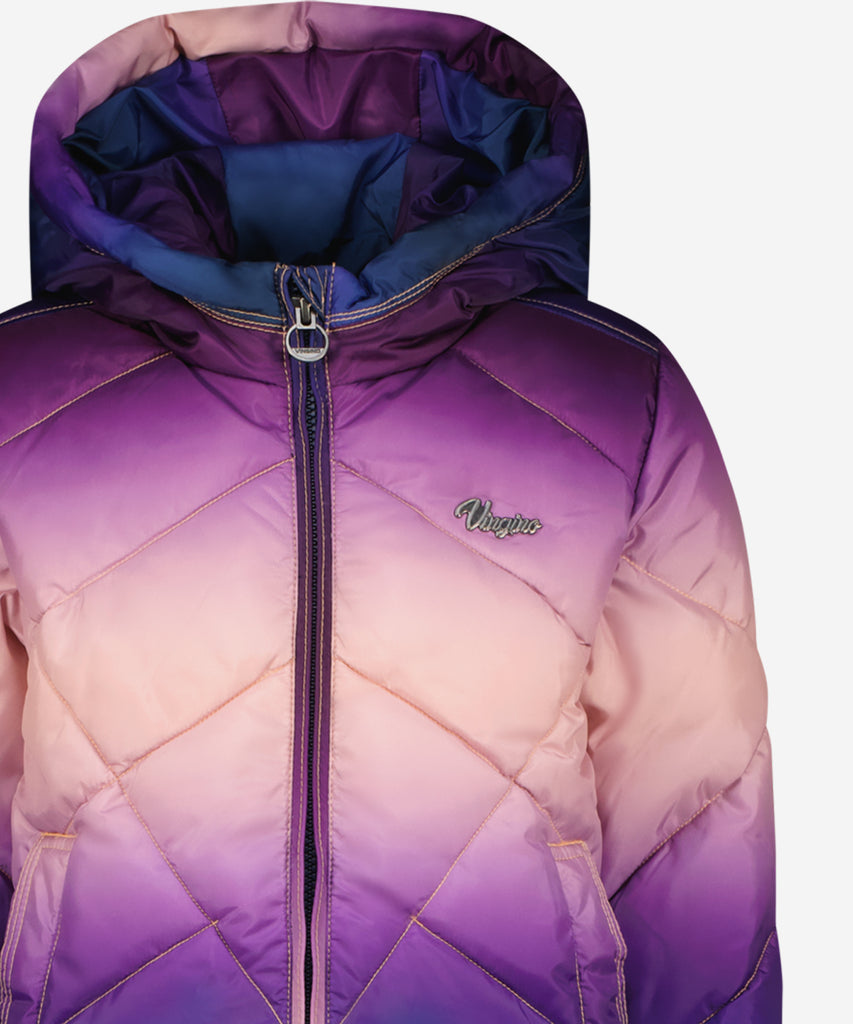 Details:&nbsp; Stay warm and stylish this winter with our Tarijke Winter Padded Outdoor Jacket. This hooded jacket features a gradient purple crush design and a zip closure for added convenience. The fleece lining on the inside will keep you cozy while the pockets offer ample storage space. Perfect for all your outdoor adventures.&nbsp; Color: Purple&nbsp; Composition:&nbsp; 100% Polyester &nbsp;