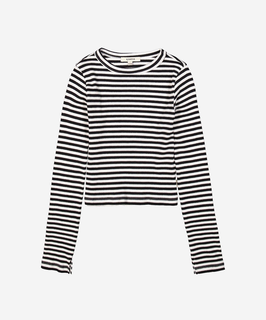 Details: &nbsp;This long sleeve rib t-shirt features a round neckline and a unique stripe design in black and white. Made with comfort and style in mind, it's perfect for everyday wear. Elevate your wardrobe with this trendy and versatile piece.
Color: Black white&nbsp;
Composition:&nbsp; 95% Cotton, 5% Elasthan &nbsp;